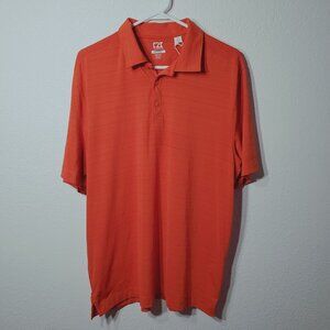 Cutter & Buck CB Orange Polo Shirt Large DryTec Moisture Wicking Breathable NWT